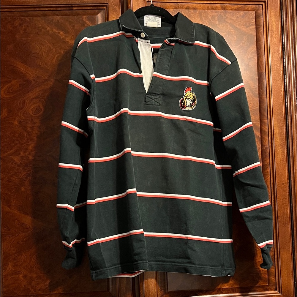 Classic navy, orange and white Ottawa Senators Striped Barbarian Rugby Shirt
